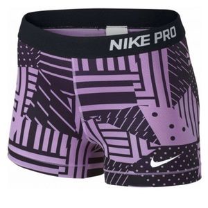 COPY - Nike Pro patchwork purple and black striped shorts size small